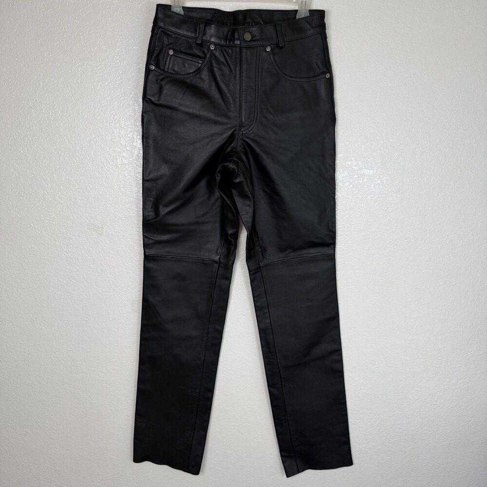 Wilsons Black Leather Pants Mens 30 X 34 Heavyweight Straight Moto Biker Rock
